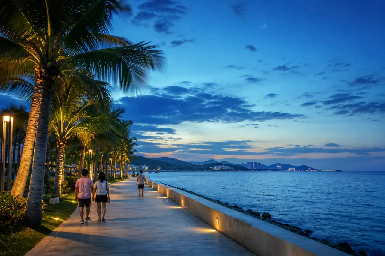 Southern Hainan coast at blue hour